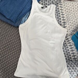 SHEIN White Ribbed Tank Top
